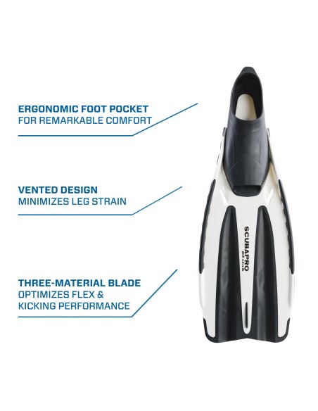 ScubaPro Jet Club Fin, Full Foot, White