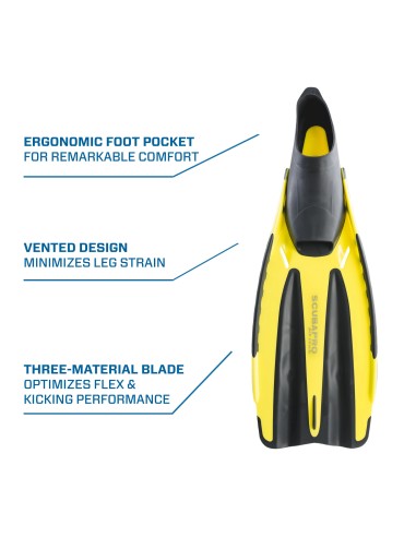 ScubaPro Jet Club Fin, Full Foot, Yellow