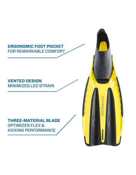 ScubaPro Jet Club Fin, Full Foot, Yellow