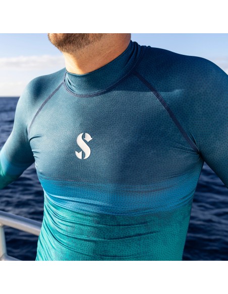 ScubaPro UPF 50 T-Flex Rash Guard, Long Sleeve, Men, Wave, S