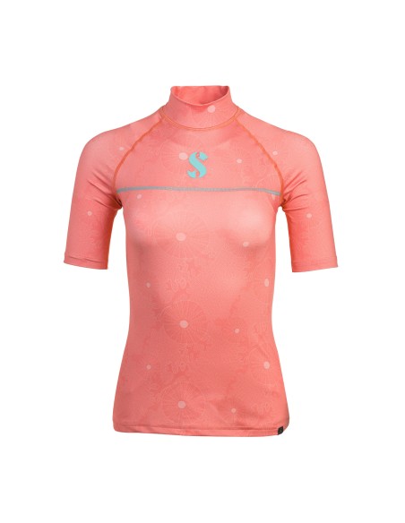 ScubaPro UPF 50 T-Flex Rash Guard, Short Sleeve, Women, Coral, XS
