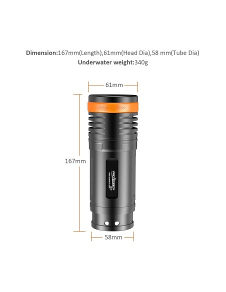 OrcaTorch D920 Primary Dive Light 5000 lm