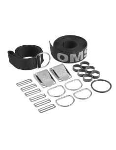 OMS Webbing (black / grey) for DIR Harness, including SS hardware and crotch-strap