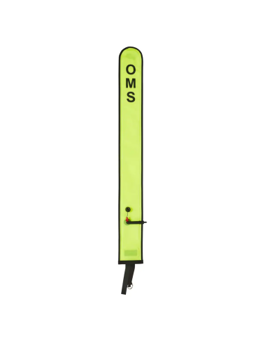 OMS Diver's Alert Marker, YELLOW 3.3' long (1 meter), closed, open bottom and No-Lock LP Connector, with OPV (~ 3 kg lift)