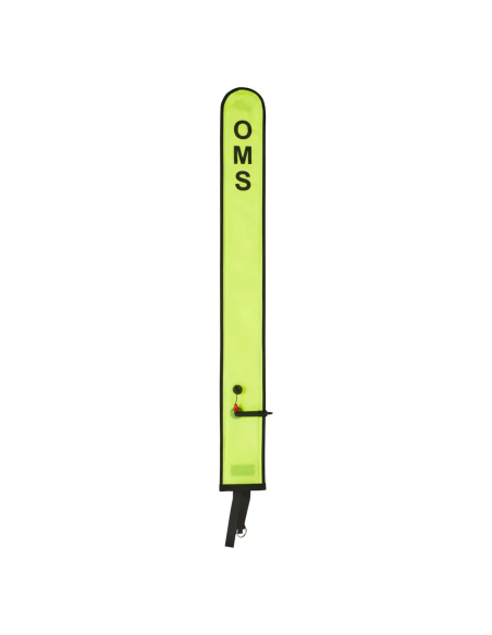 OMS Diver's Alert Marker, YELLOW 3.3' long (1 meter), closed, open bottom and No-Lock LP Connector, with OPV (~ 3 kg lift)
