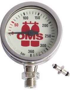 OMS SPG 52 mm, mineral glass, nickel finishing, "OMS" 0-360 bar