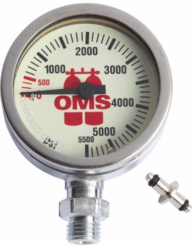 OMS SPG 2 in (52 mm), mineral glass, nickel finishing, "OMS" 0-5500 PSI