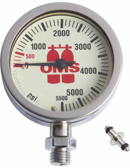 OMS SPG 2.5 in (63 mm), mineral glass, nickel finishing, "OMS" 0-5500 PSI