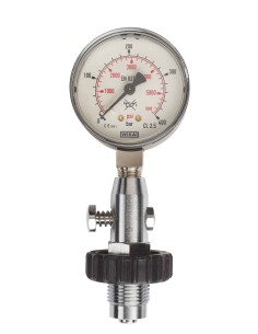 Scubatec Cylinder pressure testing gauge, DIN, up to 300 Bar / 4300 PSI metric gauge