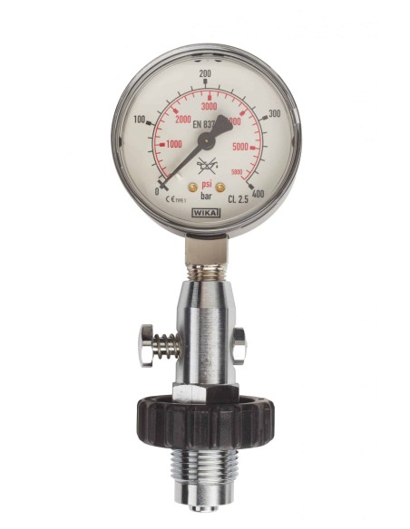 Scubatec Cylinder pressure testing gauge, DIN, up to 300 Bar / 4300 PSI metric gauge
