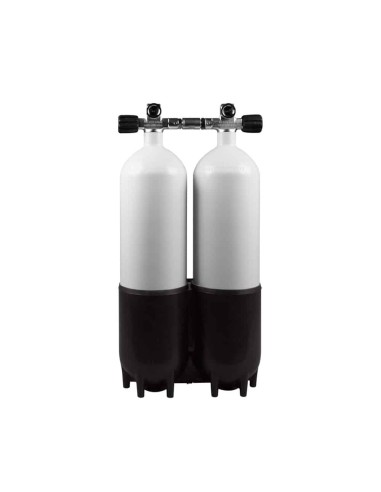 BtS Twinset 2 × 5 L aluminium cylinder, 230 bar, Ø 140 mm, Twin Boot, Manifold