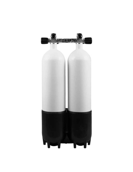 BtS Twinset 2 × 7 L Steel cylinder, 230 bar, Ø 140 mm, Twin Boot, Manifold