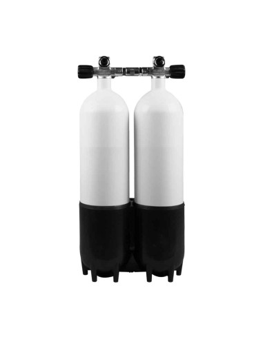BtS Twinset 2 × 10 L Steel cylinder, 300 bar, Ø 140 mm, Twin Boot, Manifold (production date 2023)